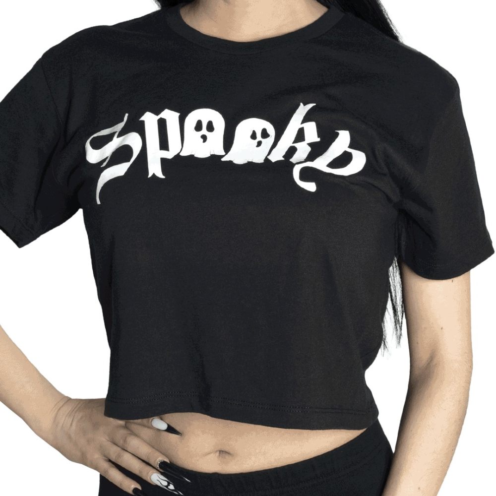 Kreepsville - Spooky (Glow in the dark) Crop top - Black